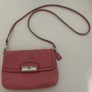 Coach pink leather crossbody shoulder bag purse